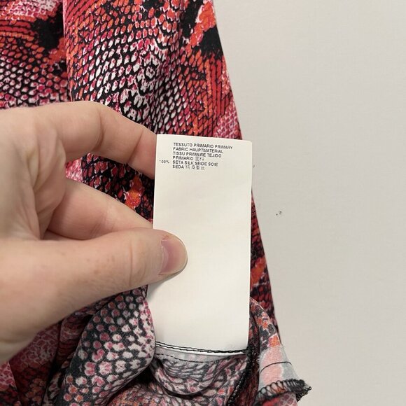 Just Cavalli Silk Red Snake Print Button Front Blouse Size Euro 42 - Picture 3 of 6